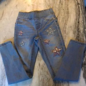 Justice glitter star jeggings 6 slim